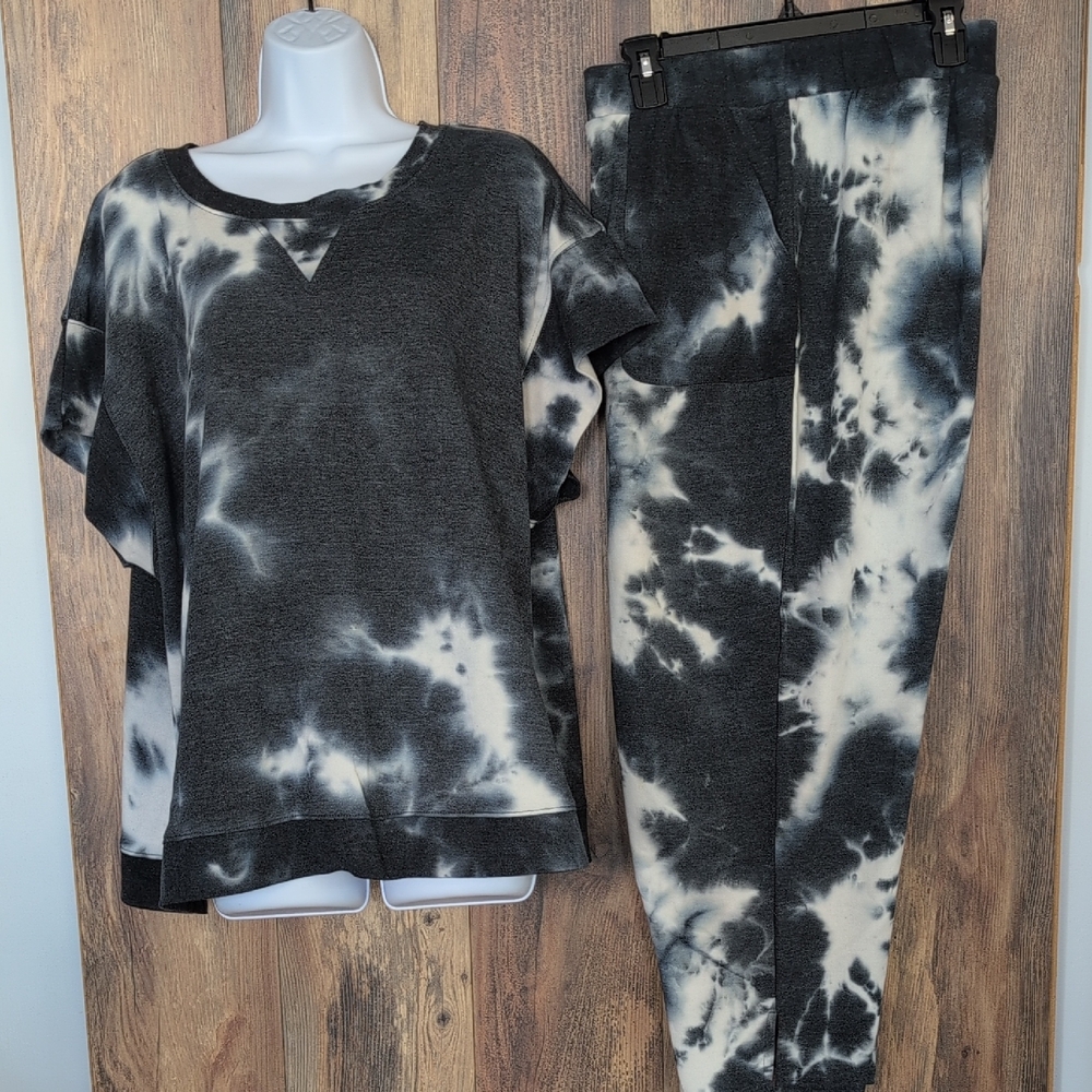 Terra & Sky Blue/White Tie-Dye Pajama Set 2X (20W-22W)             C222